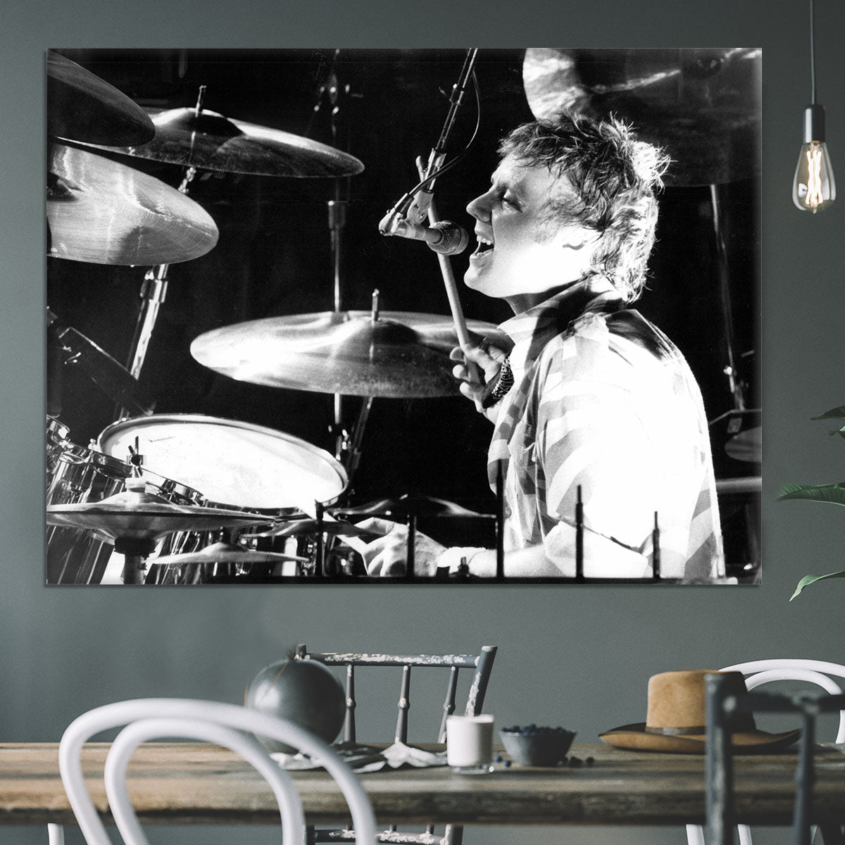 Queen Drummer Roger Taylor on stage Canvas Print or Poster - Canvas Art Rocks - 3
