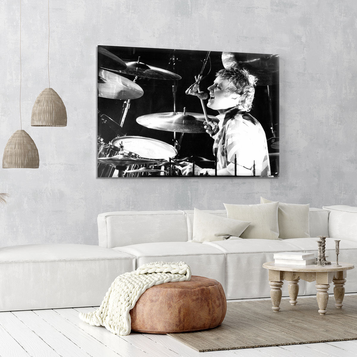 Queen Drummer Roger Taylor on stage Canvas Print or Poster - Canvas Art Rocks - 6