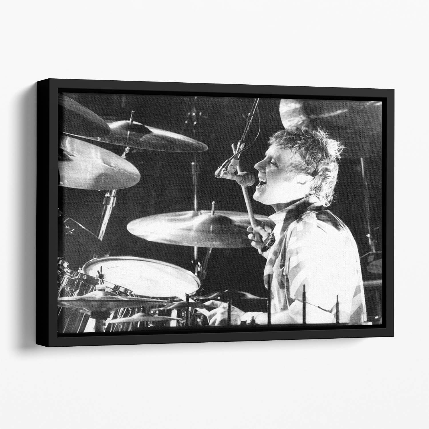 Queen Drummer Roger Taylor on stage Floating Framed Canvas