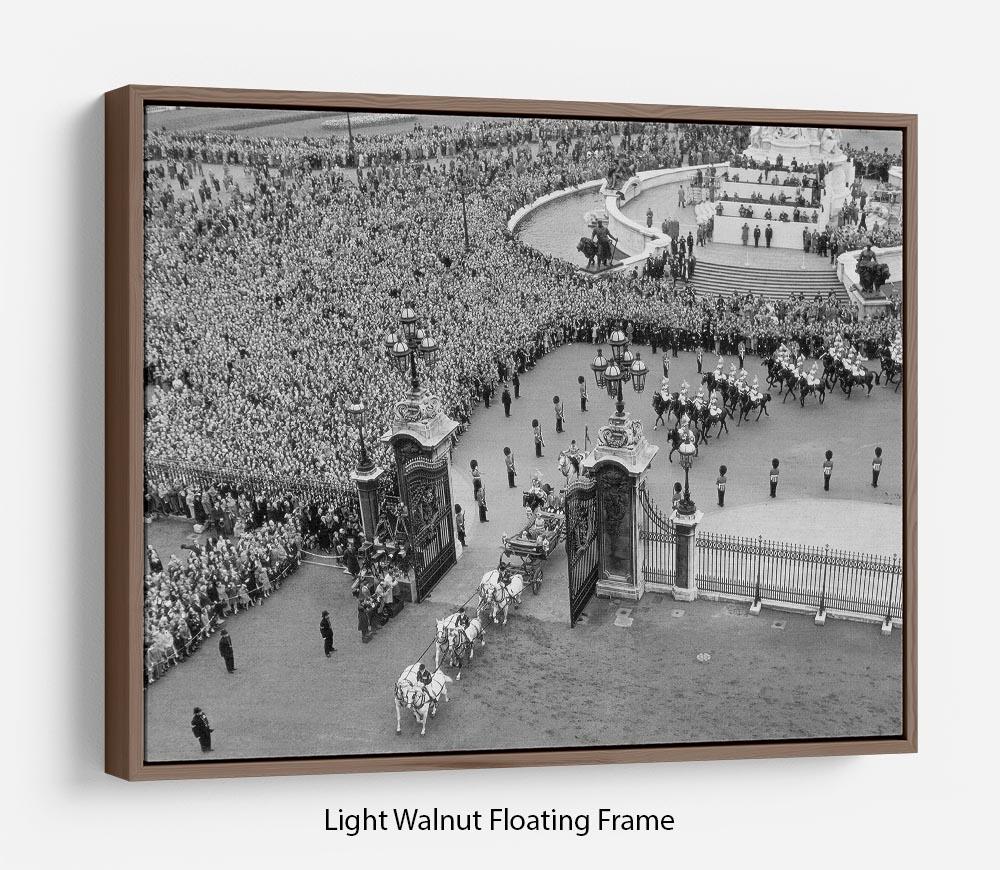 Queen Elizabeth II Coronation arriving home from a foreign tour Floating Frame Canvas