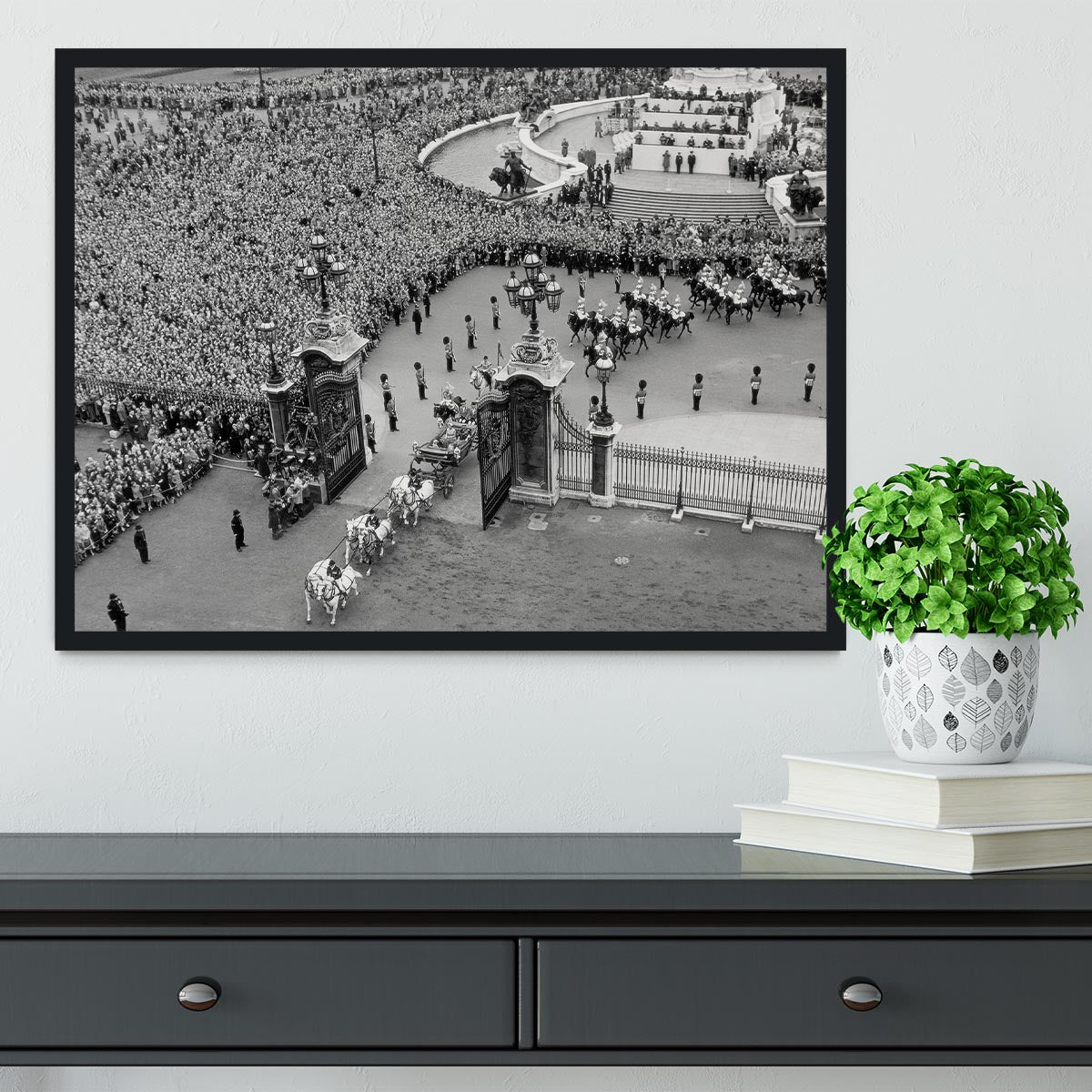 Queen Elizabeth II Coronation arriving home from a foreign tour Framed Print - Canvas Art Rocks - 2