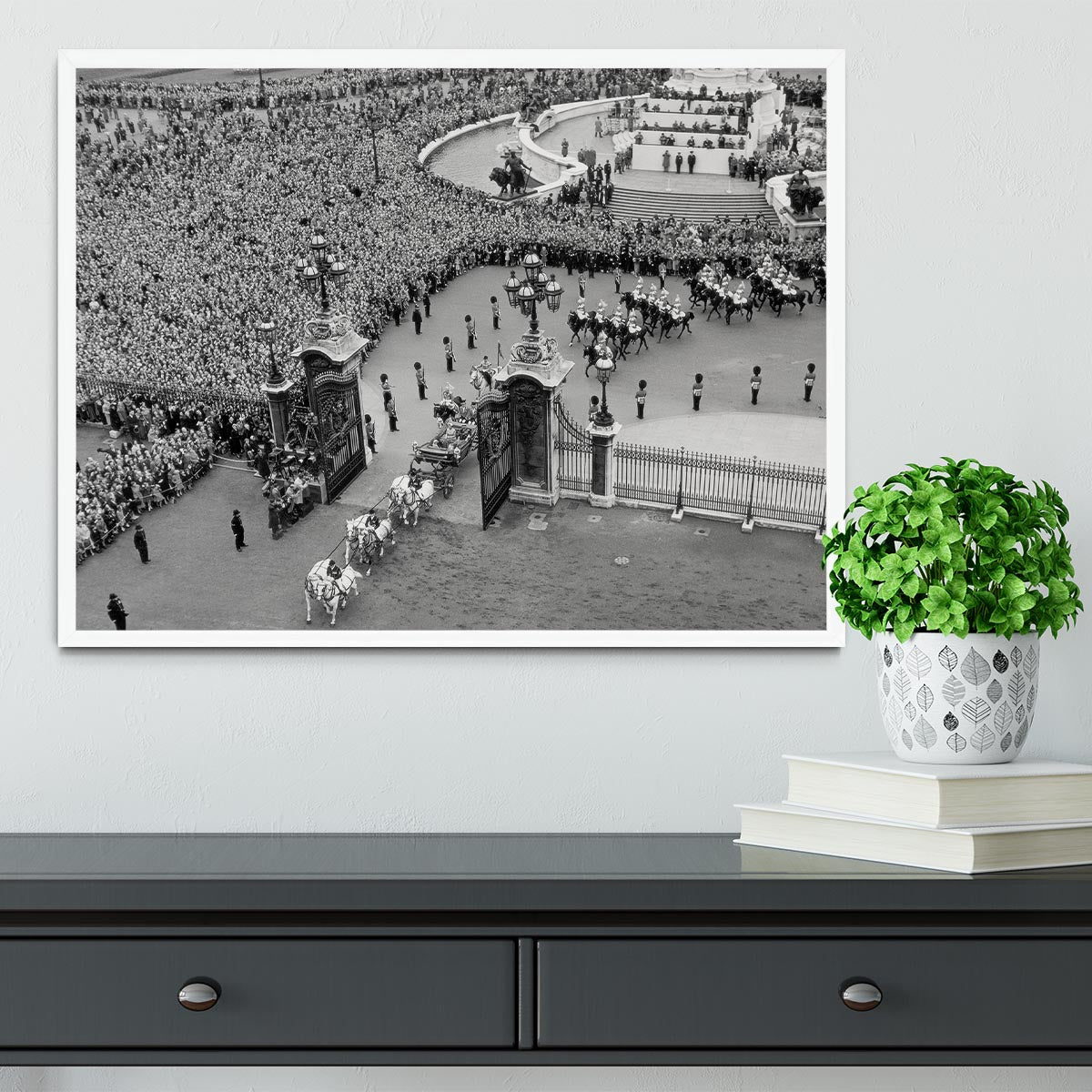 Queen Elizabeth II Coronation arriving home from a foreign tour Framed Print - Canvas Art Rocks -6