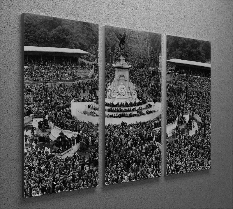 Queen Elizabeth II Coronation crowds at Buckingham Palace 3 Split Panel Canvas Print - Canvas Art Rocks - 2