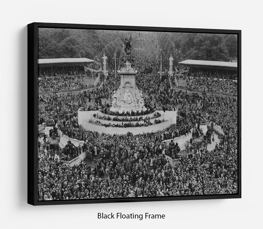 Queen Elizabeth II Coronation crowds at Buckingham Palace Floating Frame Canvas