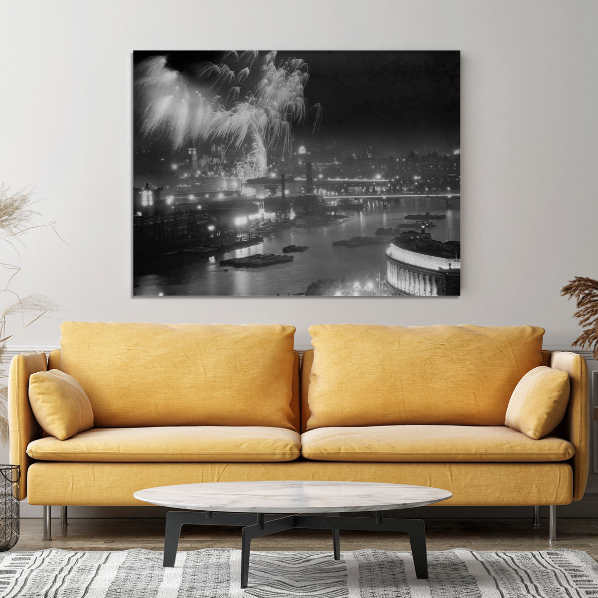 Queen Elizabeth II Coronation evening fireworks on the Thames Canvas Print or Poster - Canvas Art Rocks - 4