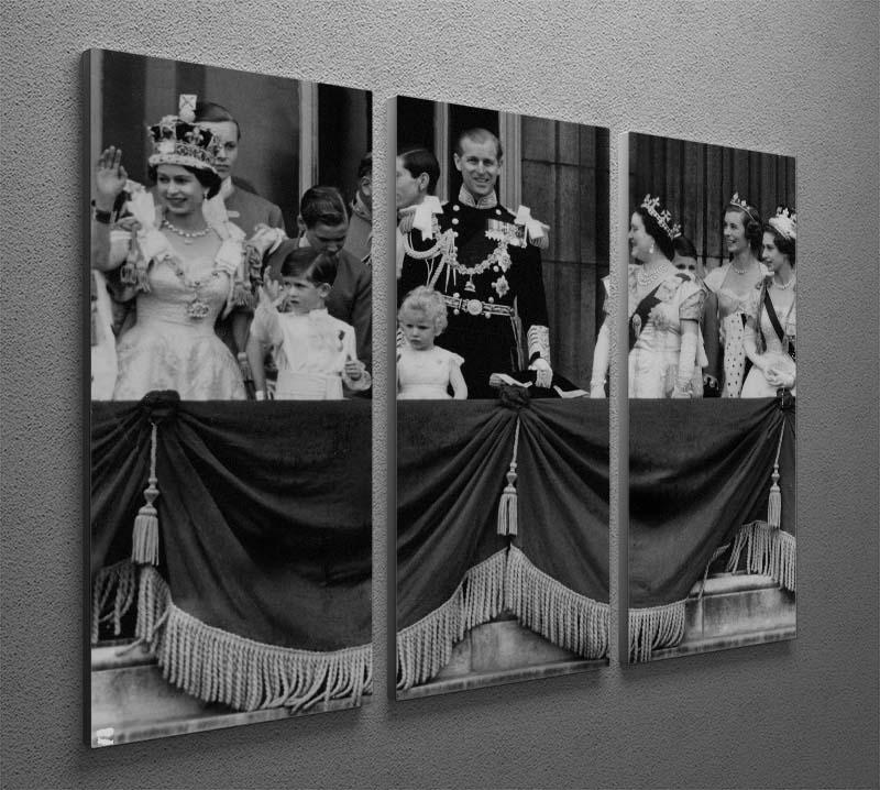Queen Elizabeth II Coronation group appearance on balcony 3 Split Panel Canvas Print - Canvas Art Rocks - 2