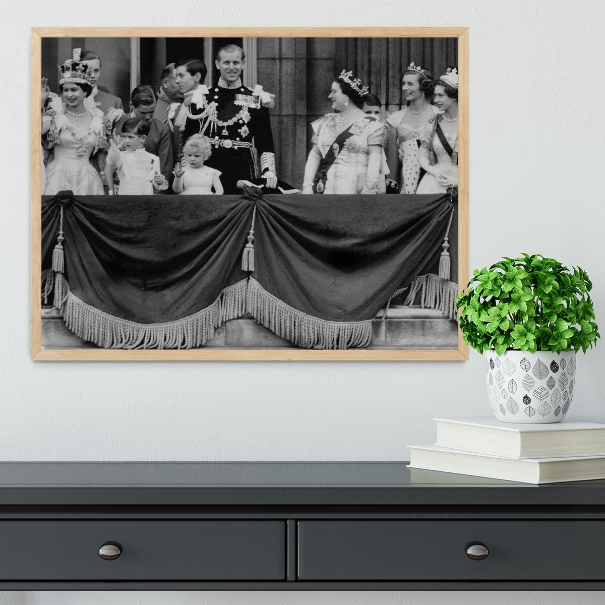Queen Elizabeth II Coronation group appearance on balcony Framed Print - Canvas Art Rocks - 4