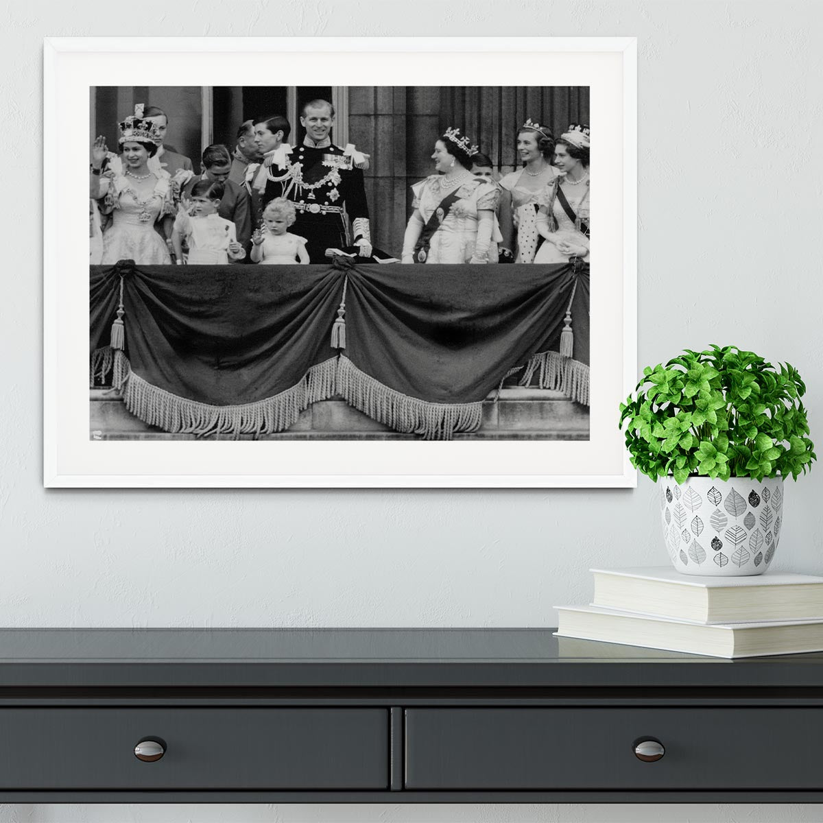 Queen Elizabeth II Coronation group appearance on balcony Framed Print - Canvas Art Rocks - 5