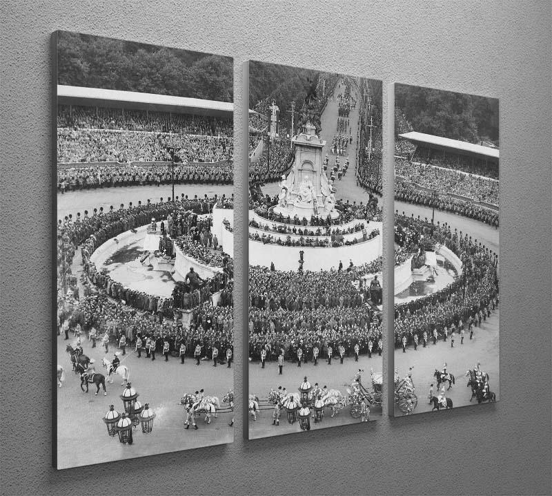Queen Elizabeth II Coronation leaving Buckingham Palace 3 Split Panel Canvas Print - Canvas Art Rocks - 2