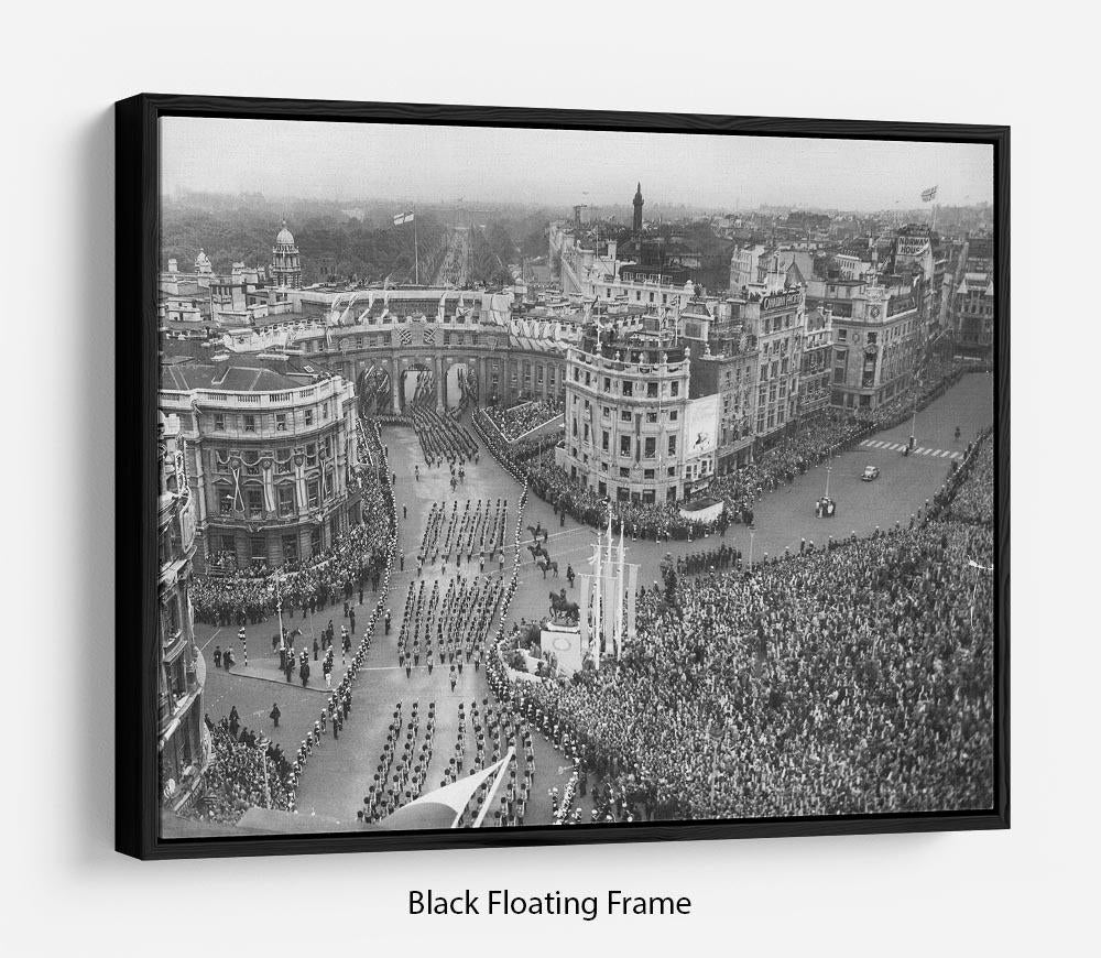 Queen Elizabeth II Coronation procession in Trafalgar Square Floating Frame Canvas