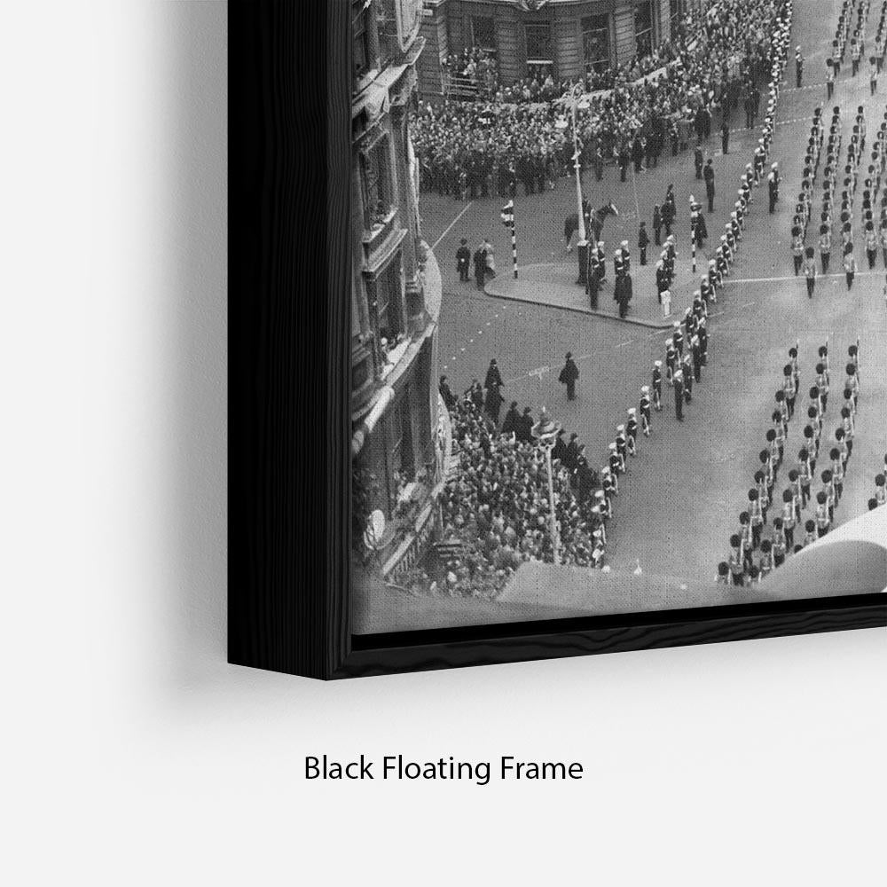 Queen Elizabeth II Coronation procession in Trafalgar Square Floating Frame Canvas