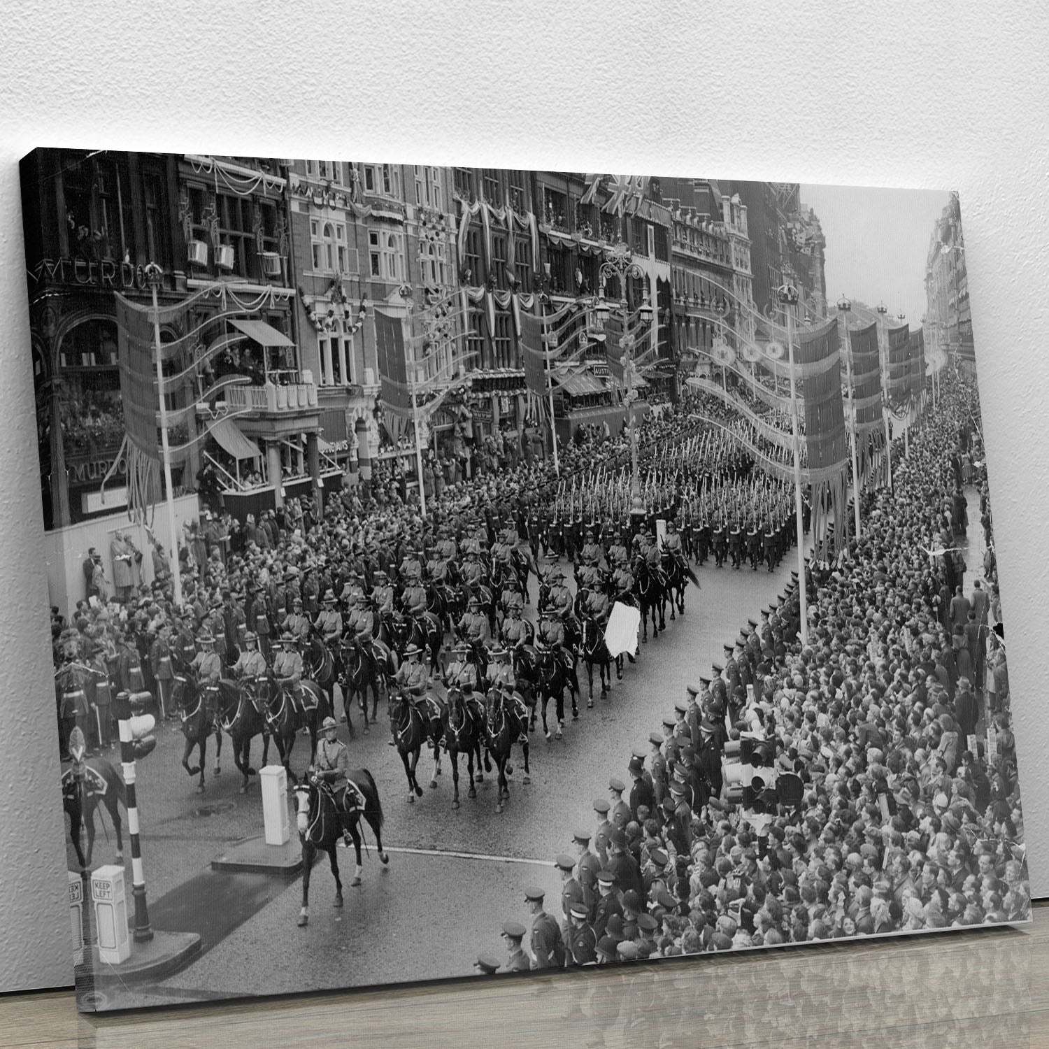 Queen Elizabeth II Coronation procession in front of Selfridges Canvas Print or Poster - Canvas Art Rocks - 1