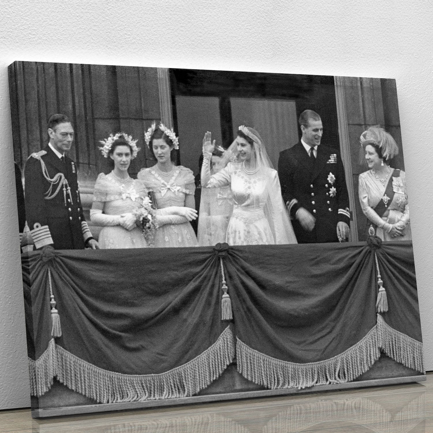 Queen Elizabeth II Wedding family group on balcony Canvas Print or Poster - Canvas Art Rocks - 1
