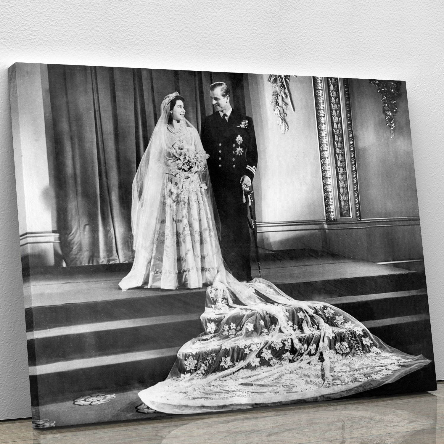 Queen Elizabeth II Wedding portrait of the couple at the palace Canvas Print or Poster - Canvas Art Rocks - 1
