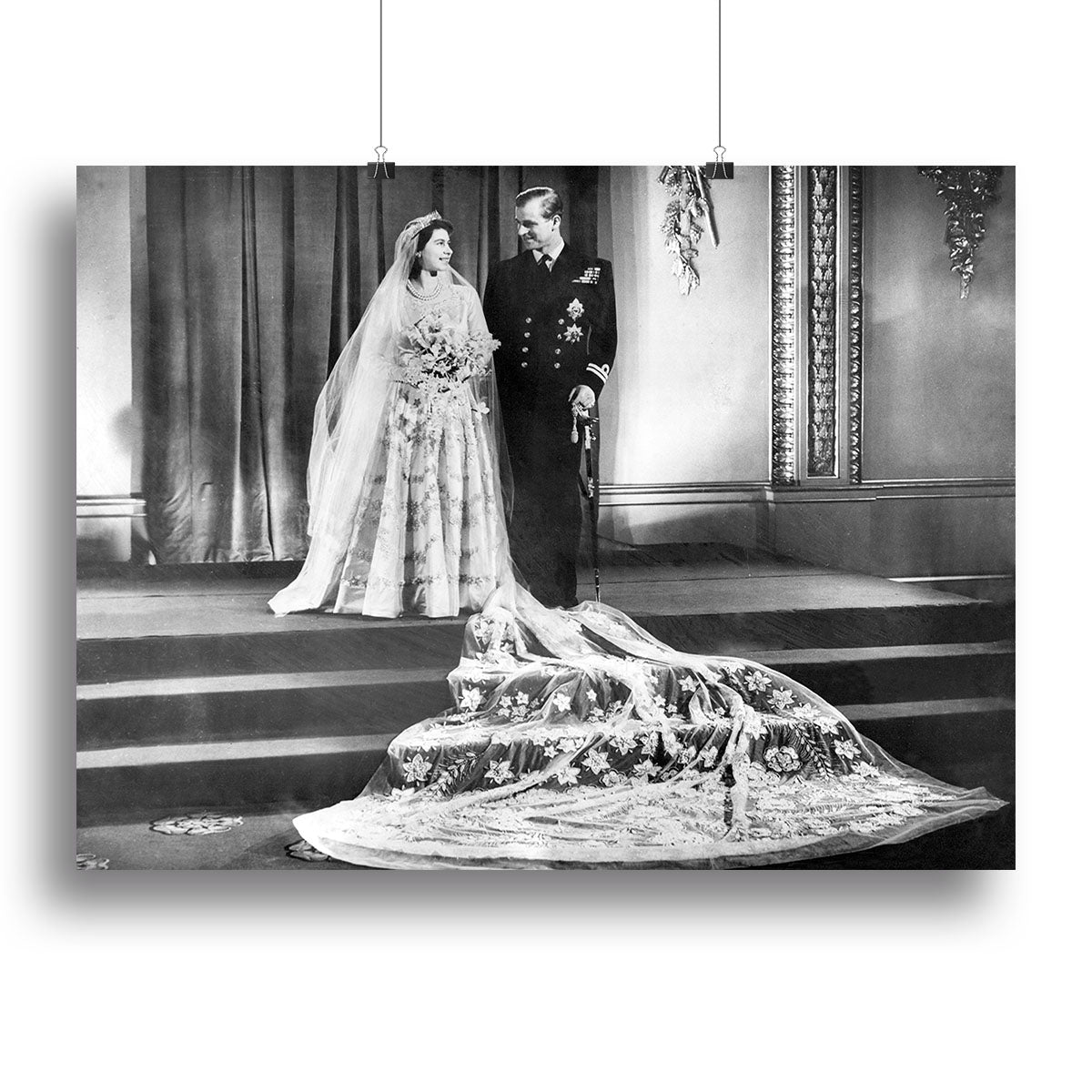 Queen Elizabeth II Wedding portrait of the couple at the palace Canvas Print or Poster - Canvas Art Rocks - 2
