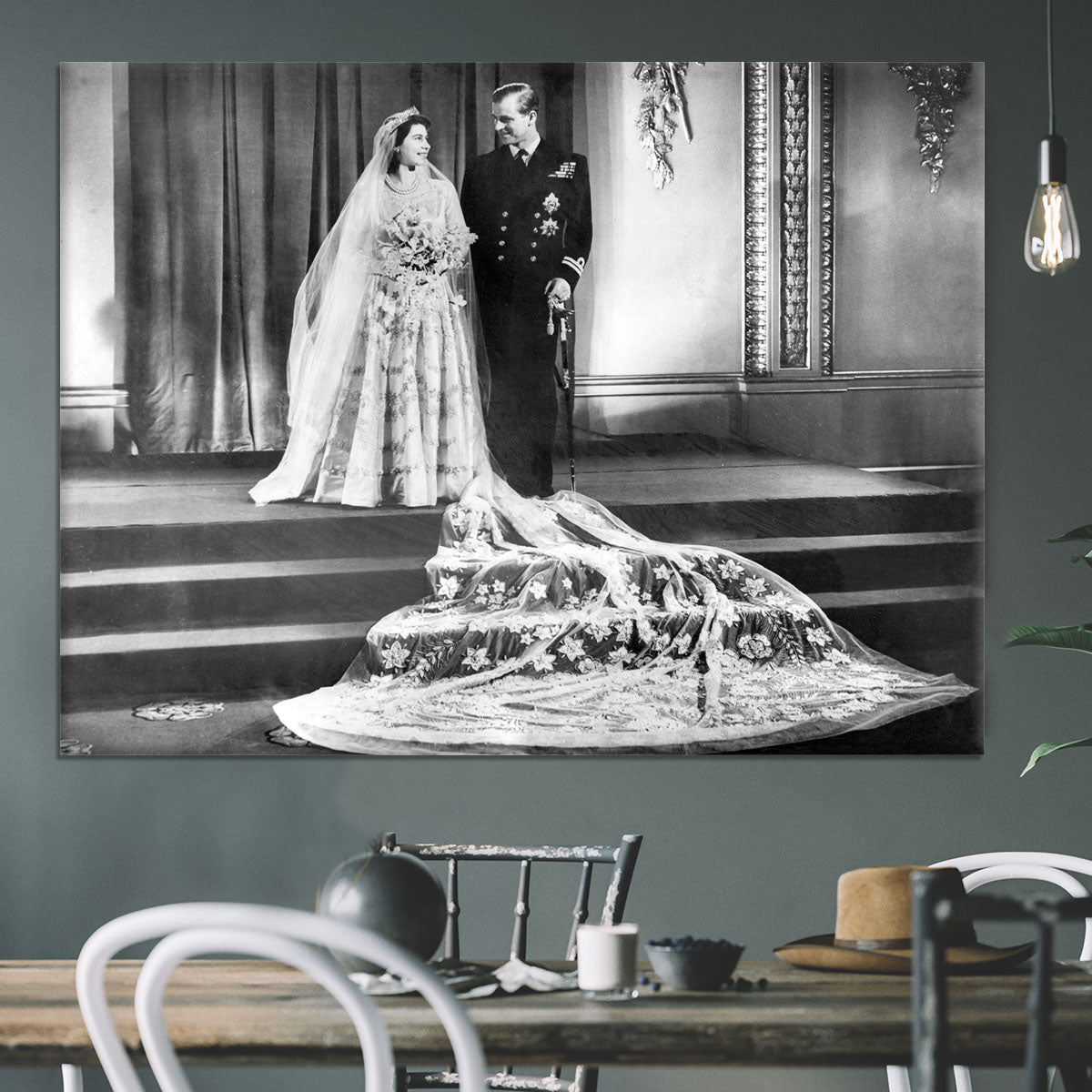 Queen Elizabeth II Wedding portrait of the couple at the palace Canvas Print or Poster - Canvas Art Rocks - 3