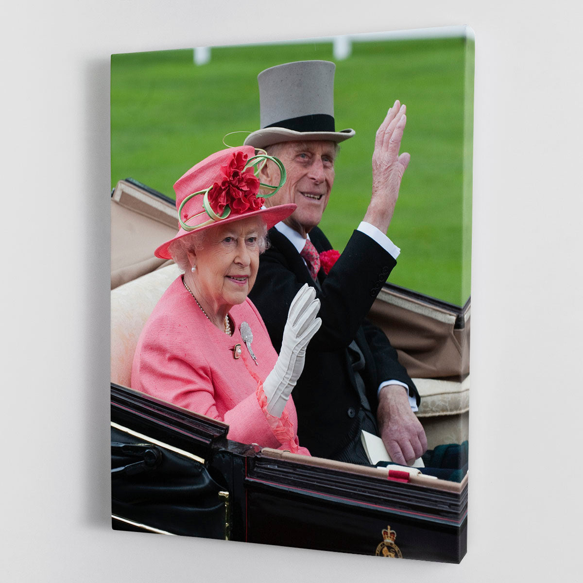 Queen Elizabeth II and Prince Philip in their carriage at Ascot Canvas Print or Poster - Canvas Art Rocks - 1