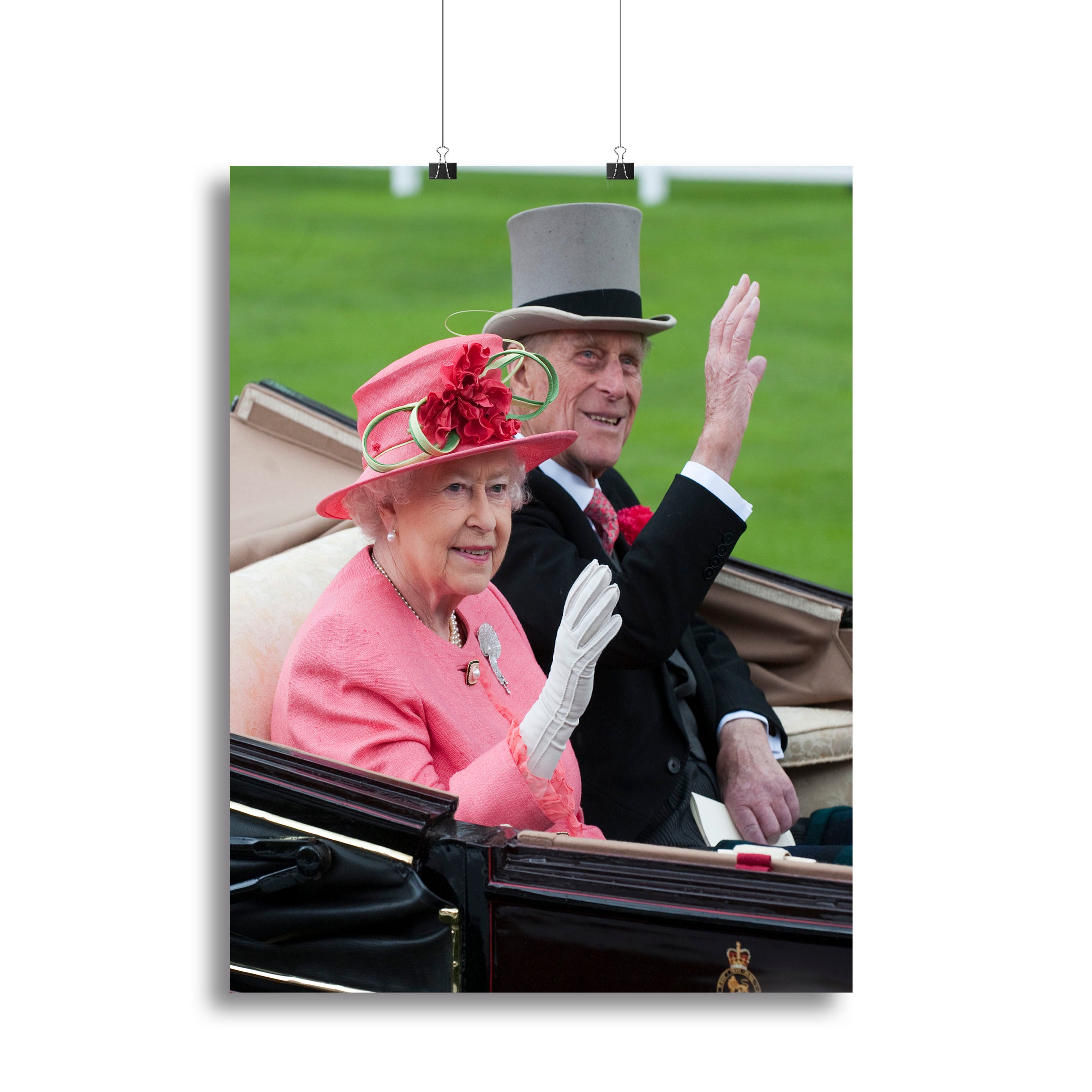 Queen Elizabeth II and Prince Philip in their carriage at Ascot Canvas Print or Poster - Canvas Art Rocks - 2