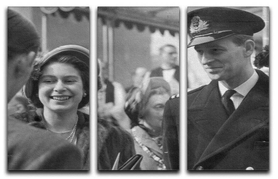 Queen Elizabeth II and Prince Philip touring as young couple 3 Split Panel Canvas Print - Canvas Art Rocks - 1