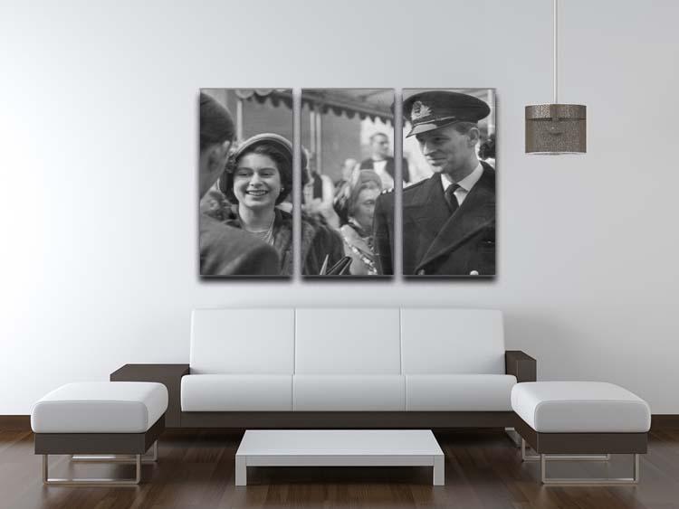 Queen Elizabeth II and Prince Philip touring as young couple 3 Split Panel Canvas Print - Canvas Art Rocks - 3