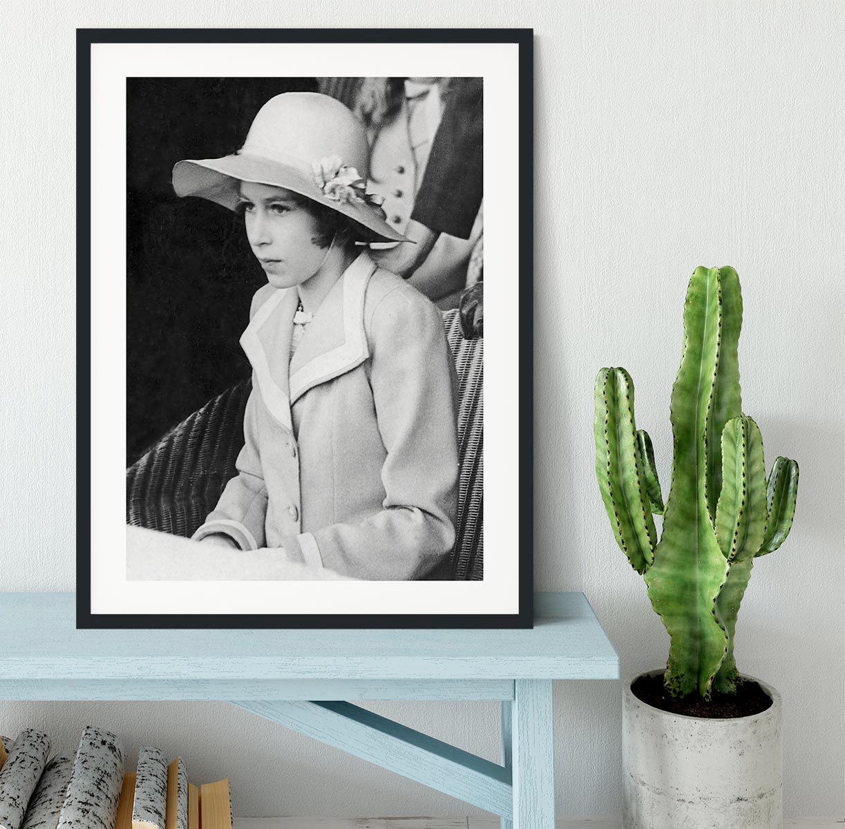 Queen Elizabeth II as a child seated in a hat Framed Print - Canvas Art Rocks - 1