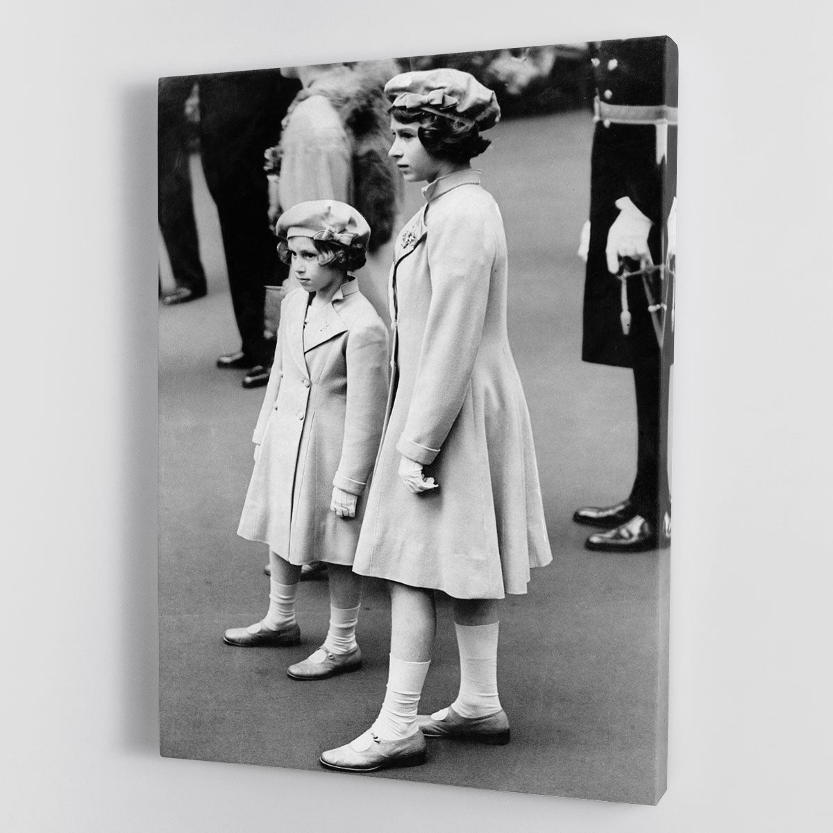 Queen Elizabeth II as a child with her sister in matched outfits Canvas Print or Poster - Canvas Art Rocks - 1