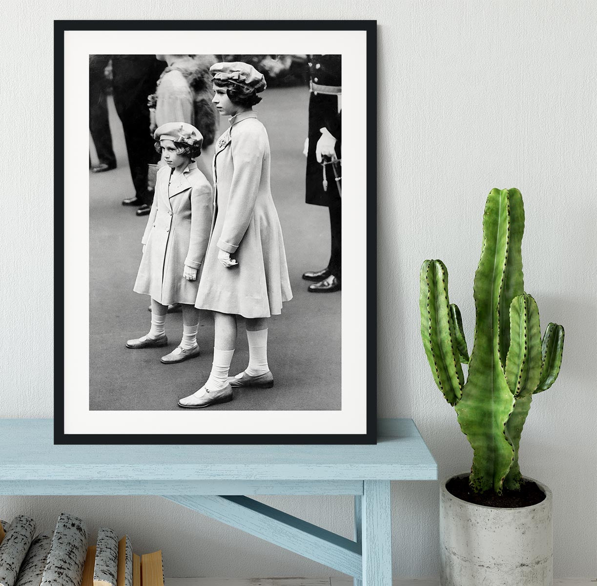 Queen Elizabeth II as a child with her sister in matched outfits Framed Print - Canvas Art Rocks - 1
