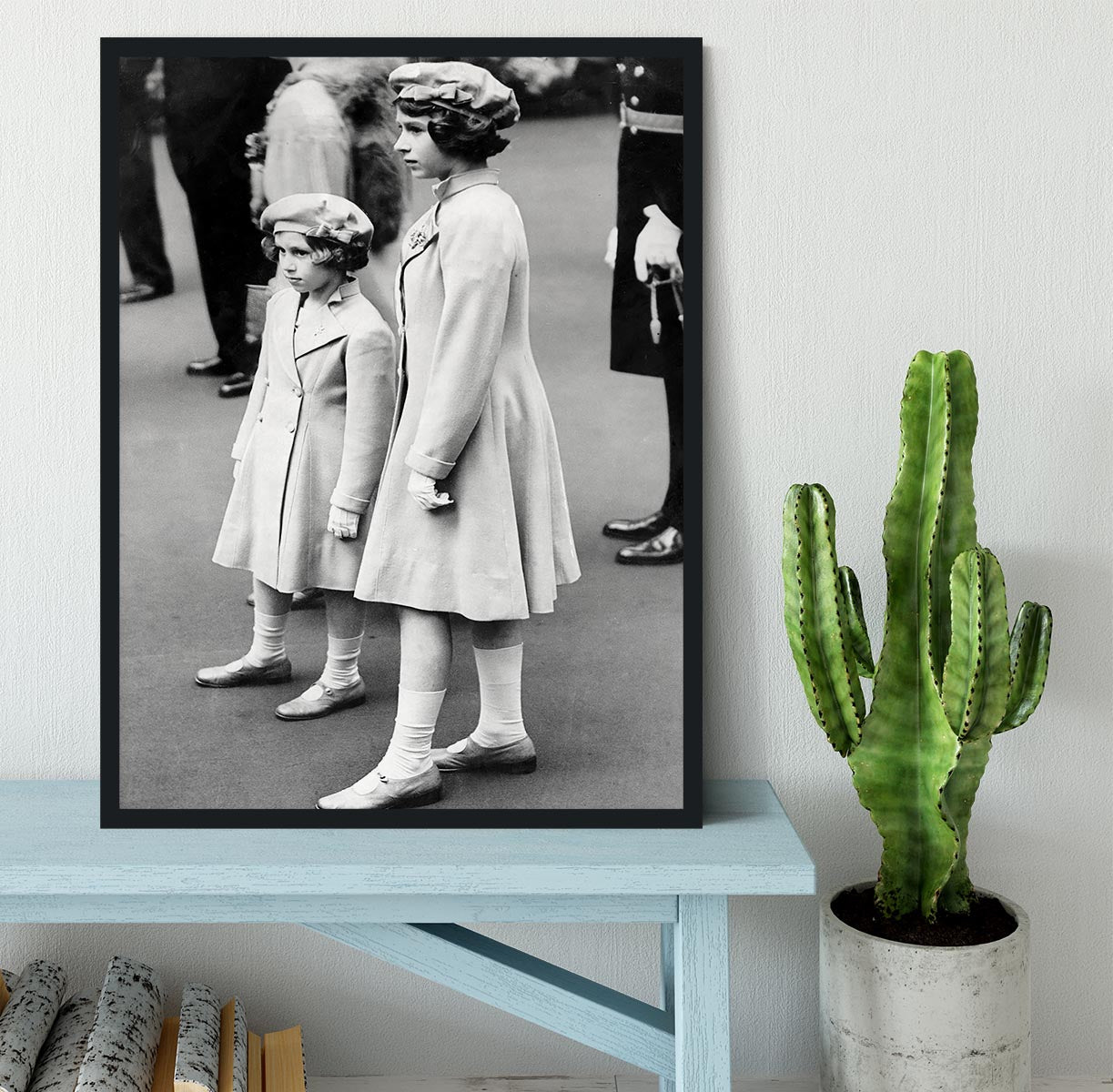 Queen Elizabeth II as a child with her sister in matched outfits Framed Print - Canvas Art Rocks - 2