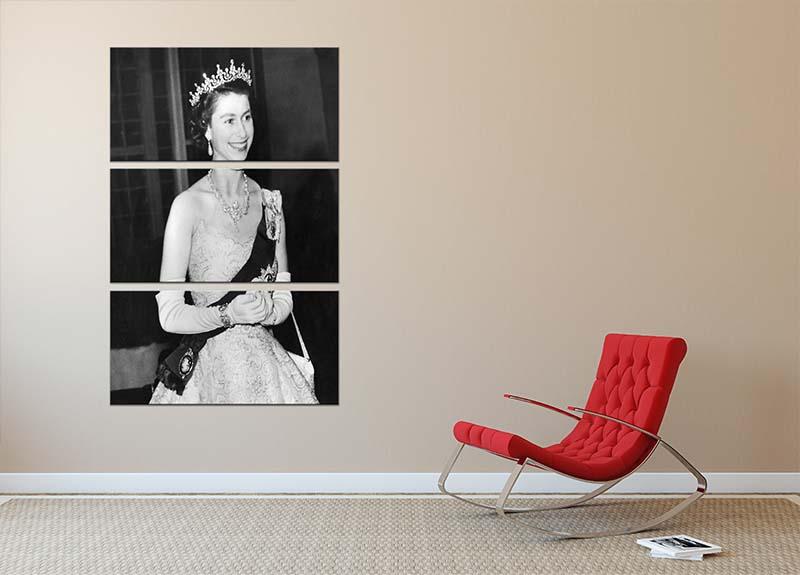 Queen Elizabeth II during her Coronation tour 3 Split Panel Canvas Print - Canvas Art Rocks - 2