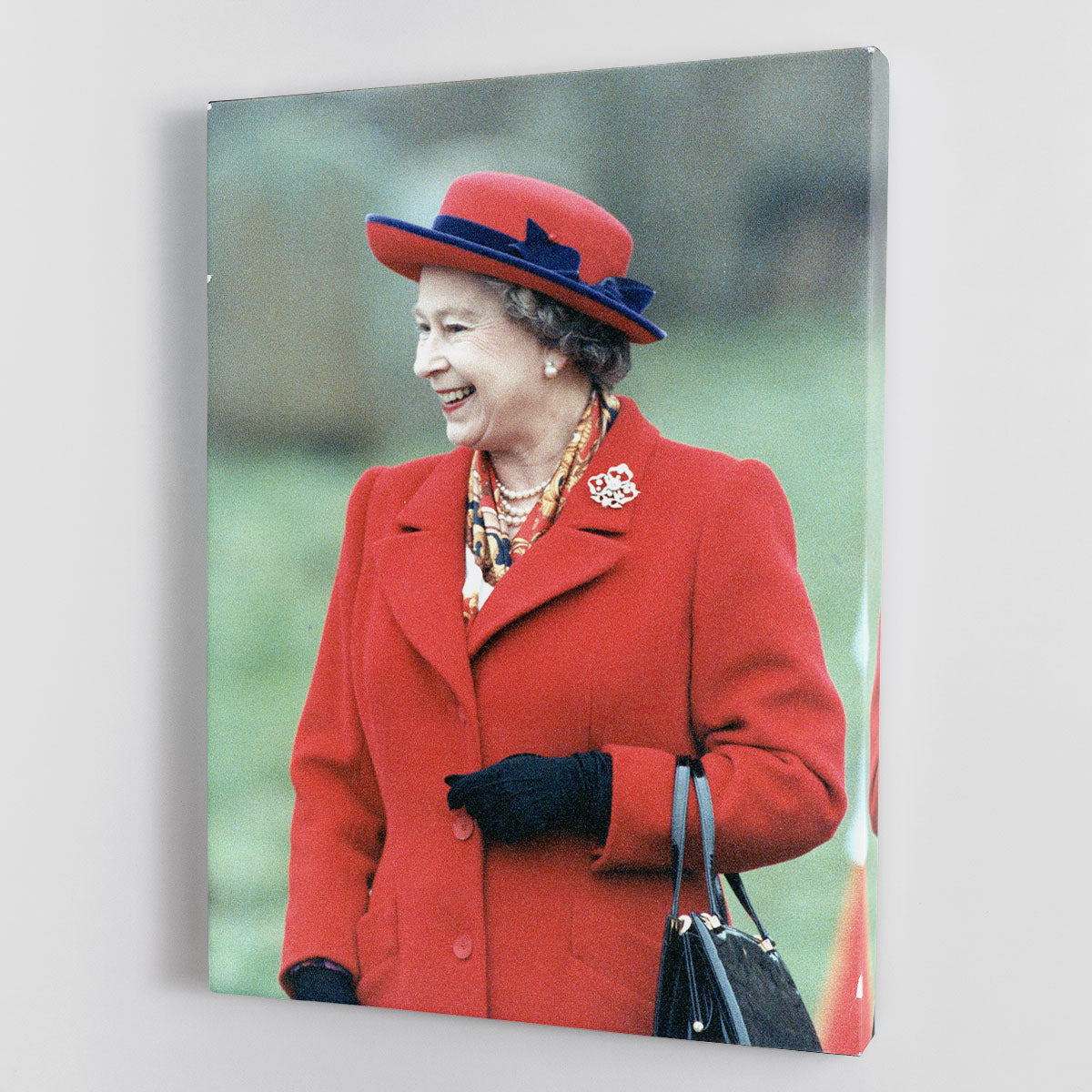 Queen Elizabeth II in a striking red coat at church in Norfolk Canvas Print or Poster - Canvas Art Rocks - 1