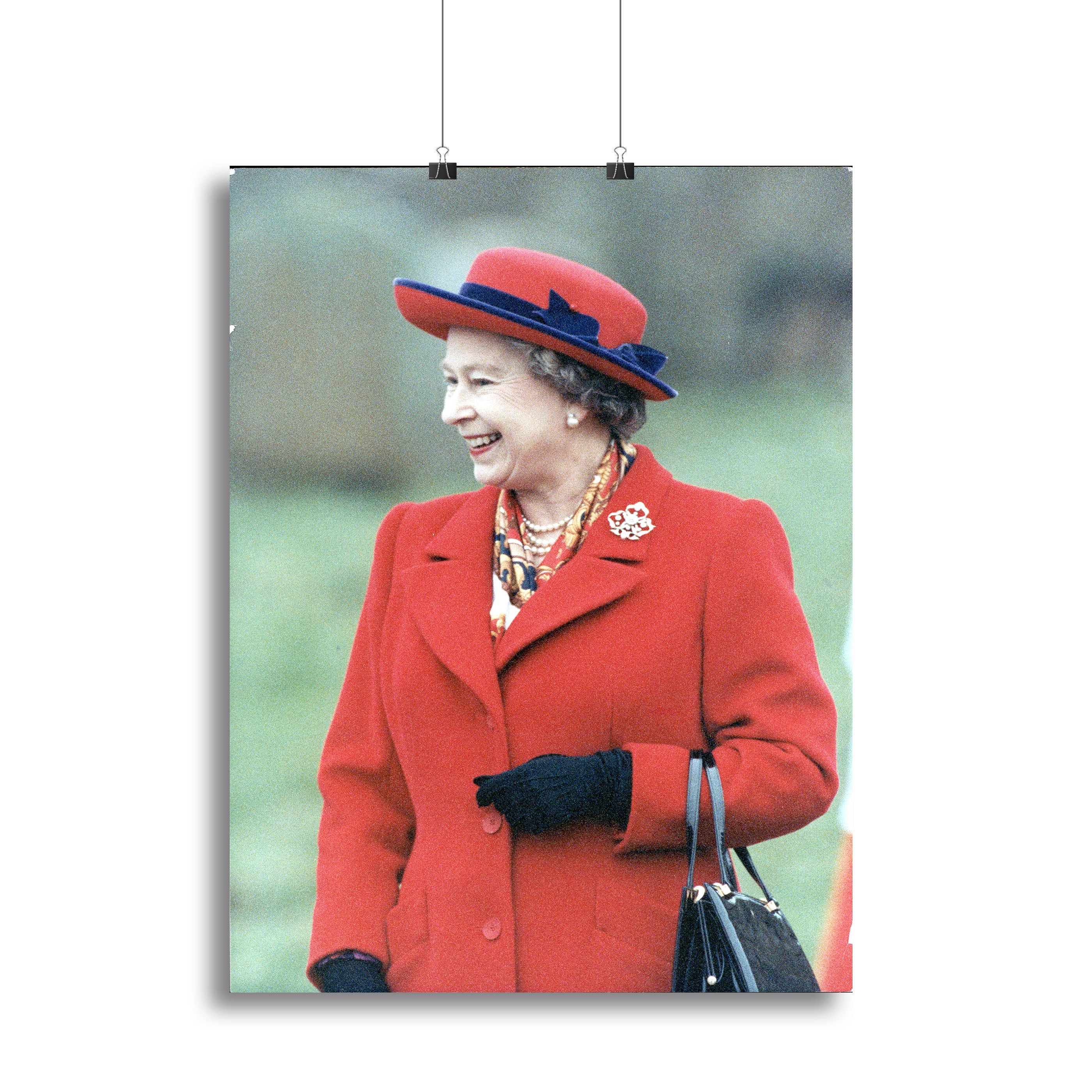 Queen Elizabeth II in a striking red coat at church in Norfolk Canvas Print or Poster - Canvas Art Rocks - 2
