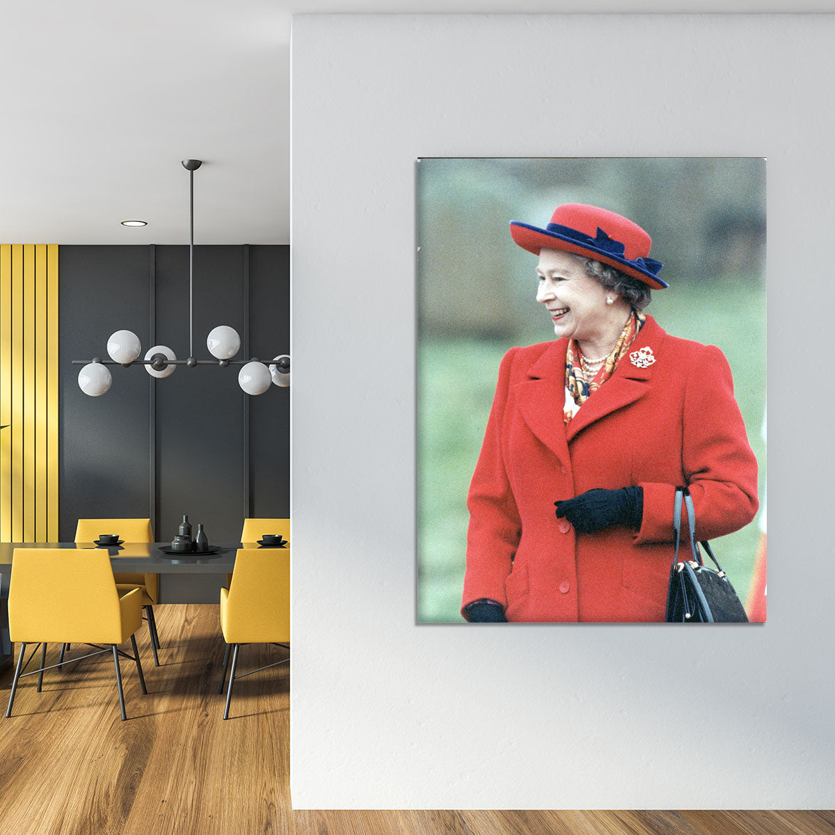Queen Elizabeth II in a striking red coat at church in Norfolk Canvas Print or Poster - Canvas Art Rocks - 4