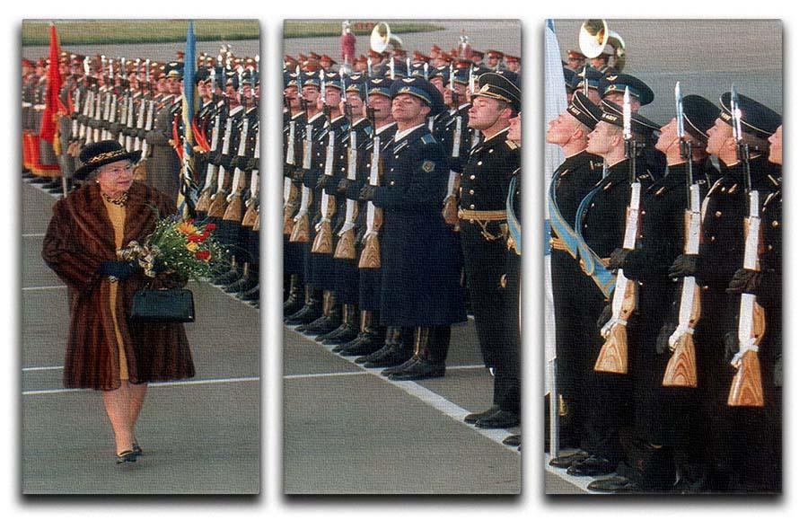 Queen Elizabeth II inspecting the guard of honour in Moscow 3 Split Panel Canvas Print - Canvas Art Rocks - 1