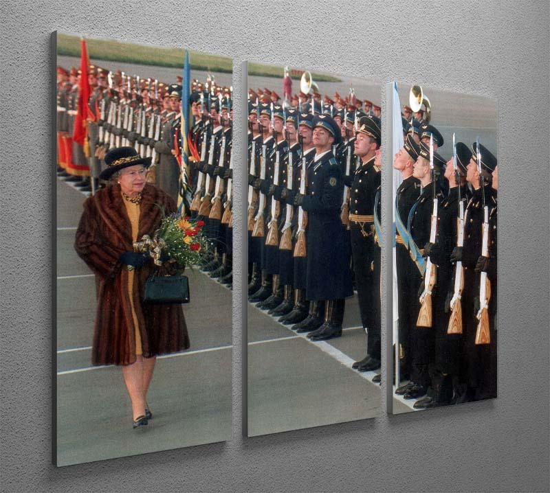Queen Elizabeth II inspecting the guard of honour in Moscow 3 Split Panel Canvas Print - Canvas Art Rocks - 2