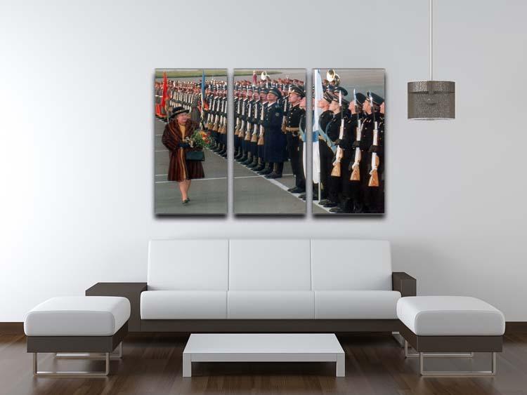 Queen Elizabeth II inspecting the guard of honour in Moscow 3 Split Panel Canvas Print - Canvas Art Rocks - 3