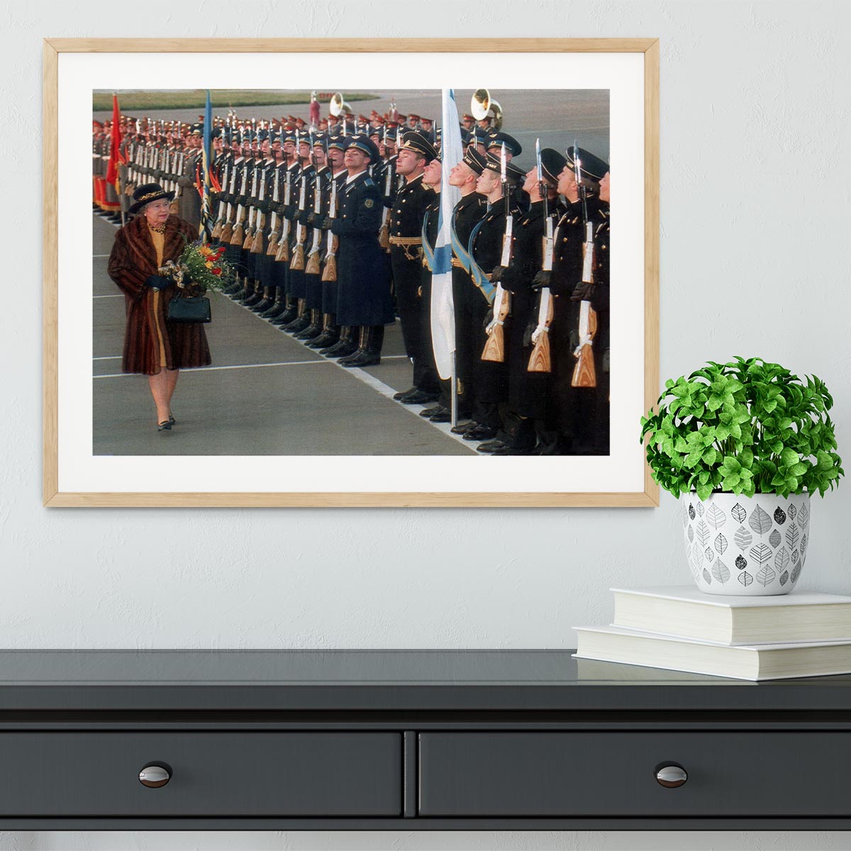 Queen Elizabeth II inspecting the guard of honour in Moscow Framed Print - Canvas Art Rocks - 3