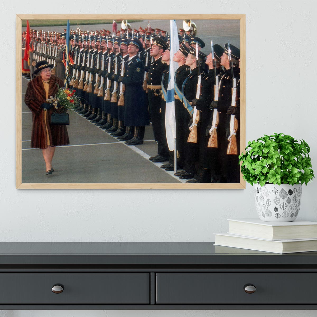 Queen Elizabeth II inspecting the guard of honour in Moscow Framed Print - Canvas Art Rocks - 4