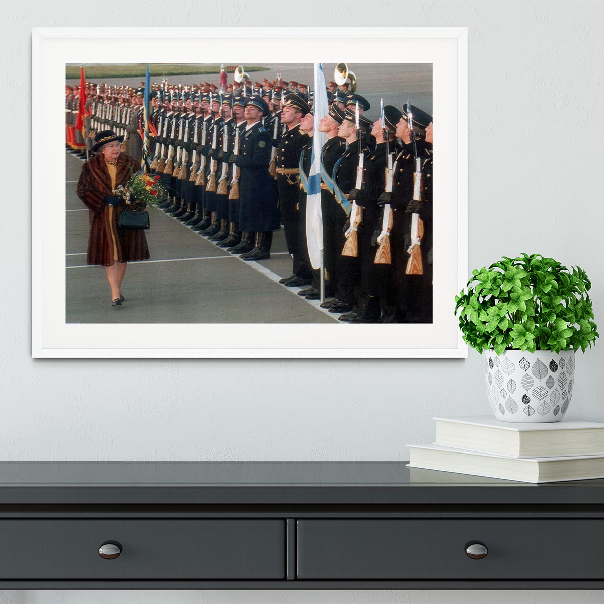 Queen Elizabeth II inspecting the guard of honour in Moscow Framed Print - Canvas Art Rocks - 5