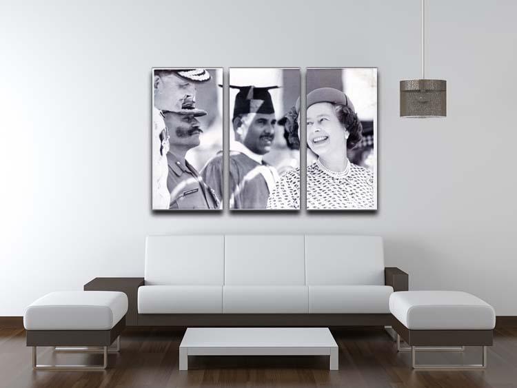 Queen Elizabeth II laughing during her tour of India 3 Split Panel Canvas Print - Canvas Art Rocks - 3
