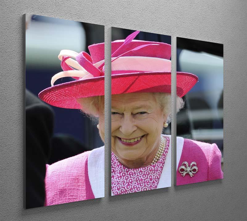 Queen Elizabeth II smiling at the Derby 3 Split Panel Canvas Print - Canvas Art Rocks - 2