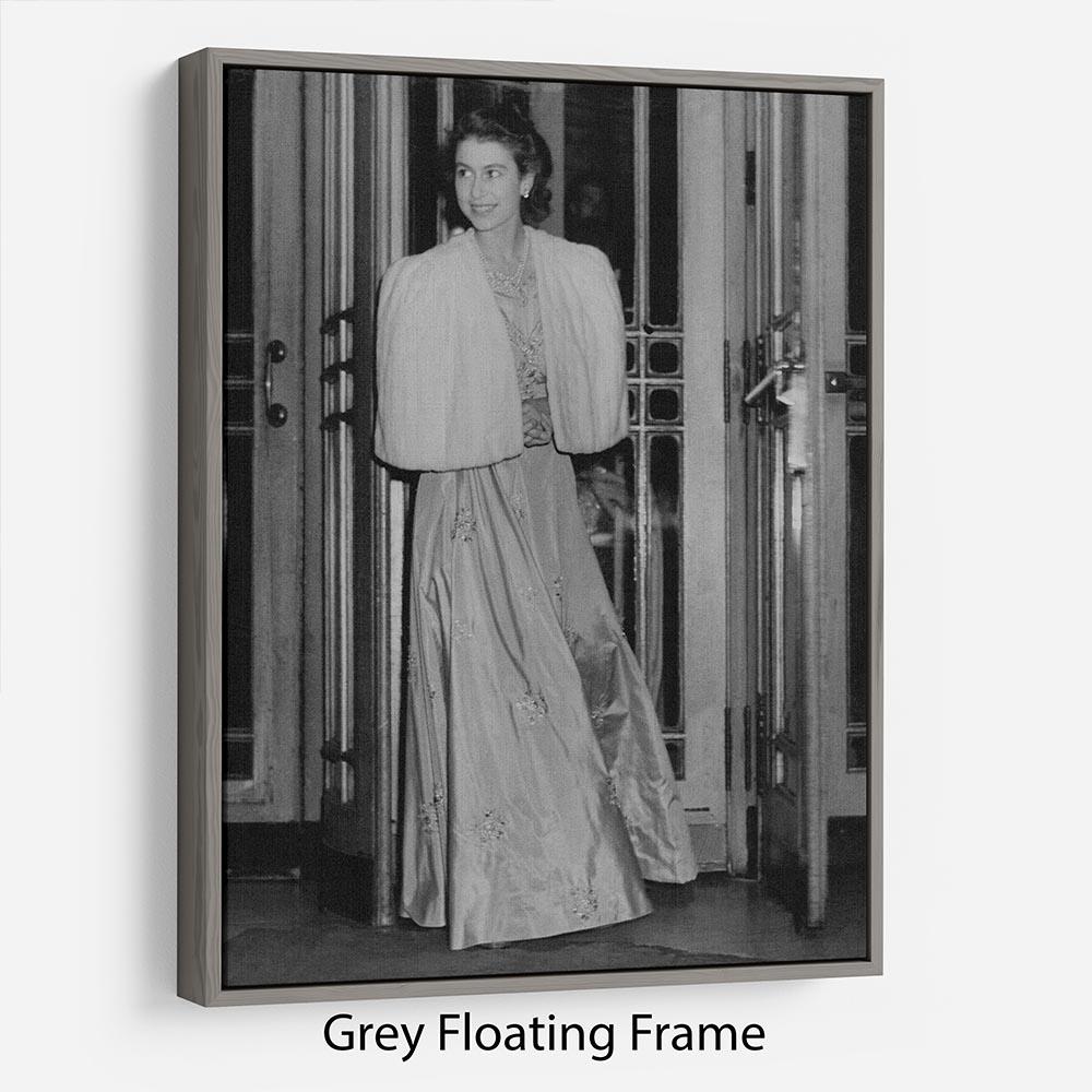 Queen Elizabeth II the day she was engaged to Prince Philip Floating Frame Canvas