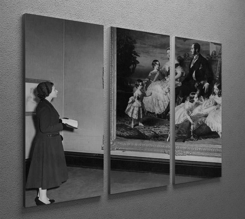 Queen Elizabeth II viewing a portrait of Queen Victoria 3 Split Panel Canvas Print - Canvas Art Rocks - 2