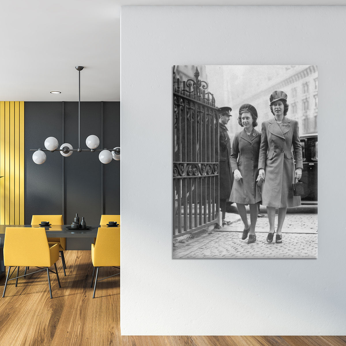 Queen Elizabeth II with Princess Margaret arriving at a wedding Canvas Print or Poster - Canvas Art Rocks - 4