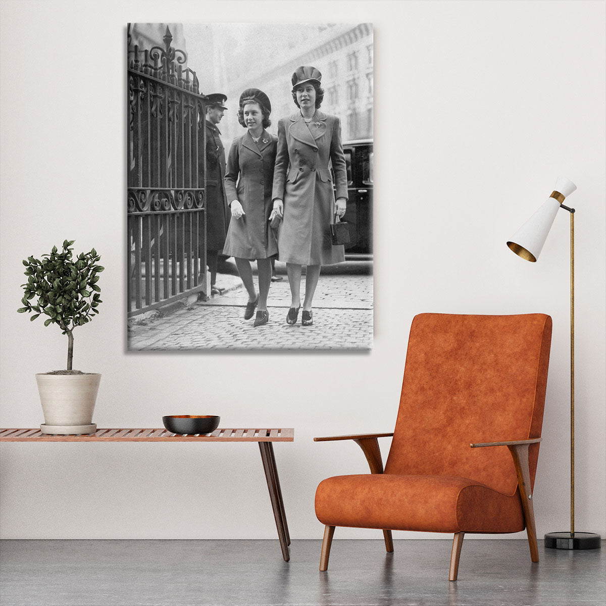 Queen Elizabeth II with Princess Margaret arriving at a wedding Canvas Print or Poster - Canvas Art Rocks - 6
