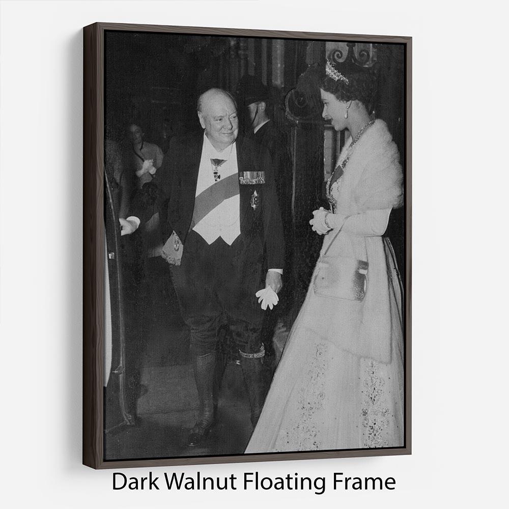 Queen Elizabeth II with Winston Churchill at Downing Street Floating Frame Canvas