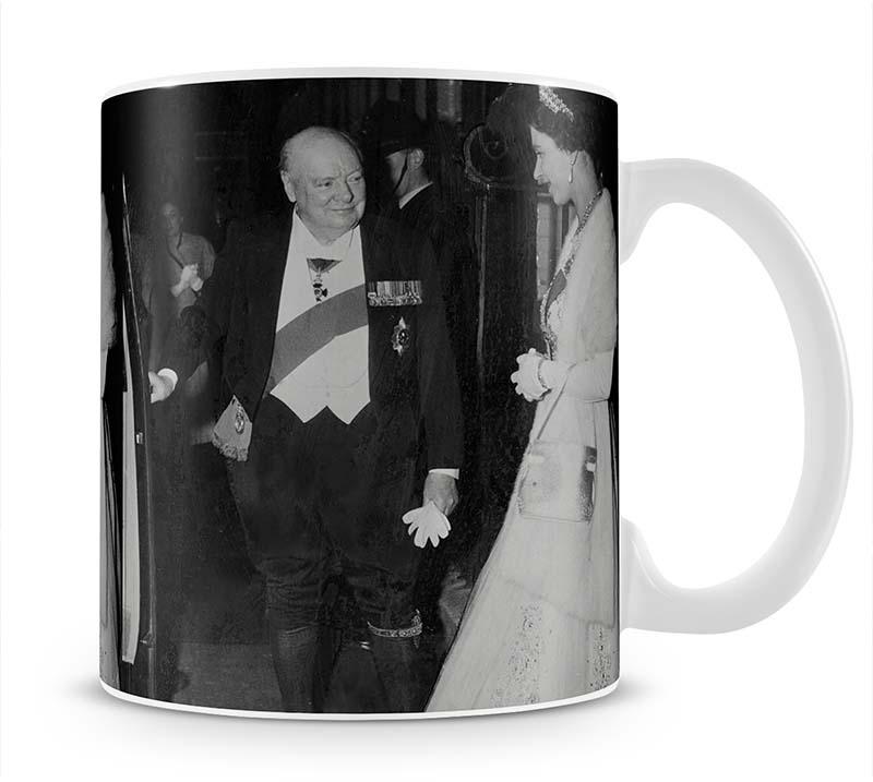 Queen Elizabeth II with Winston Churchill at Downing Street Mug - Canvas Art Rocks - 1