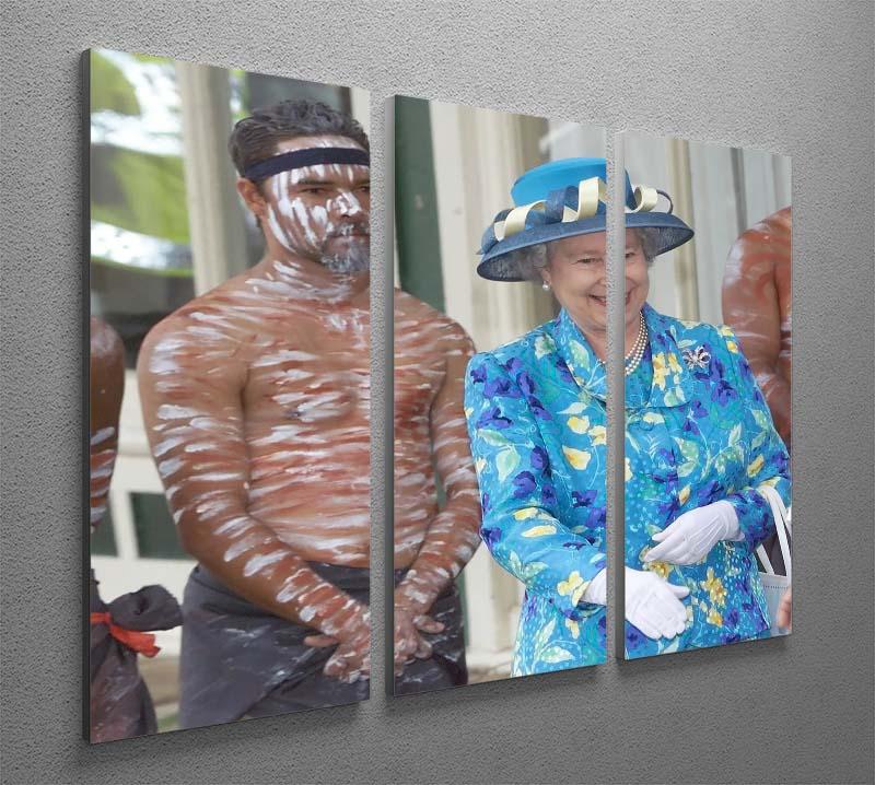 Queen Elizabeth II with an Aboriginal dancer in Australia 3 Split Panel Canvas Print - Canvas Art Rocks - 2