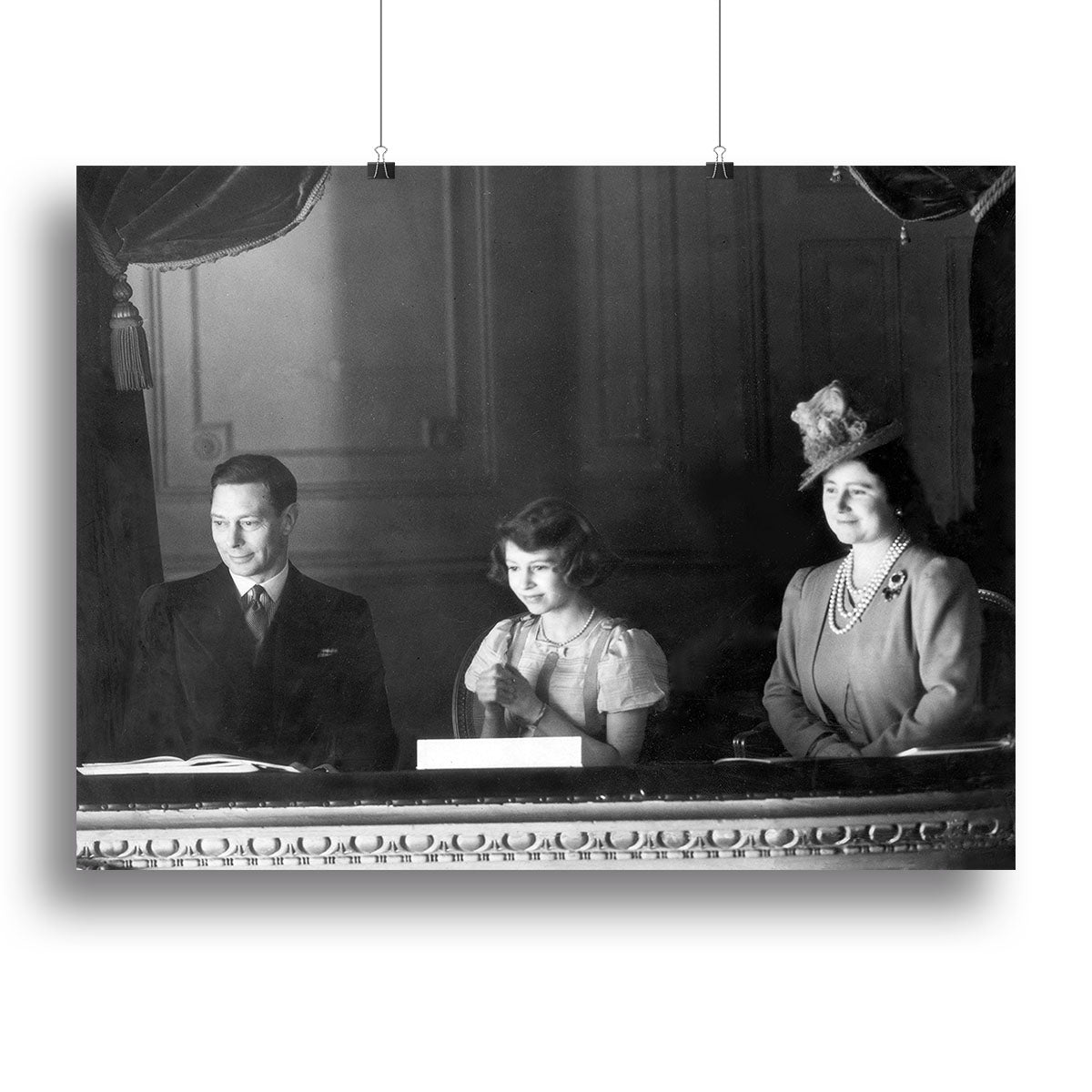 Queen Elizabeth II with her parents entranced viewing the stage Canvas Print or Poster - Canvas Art Rocks - 2