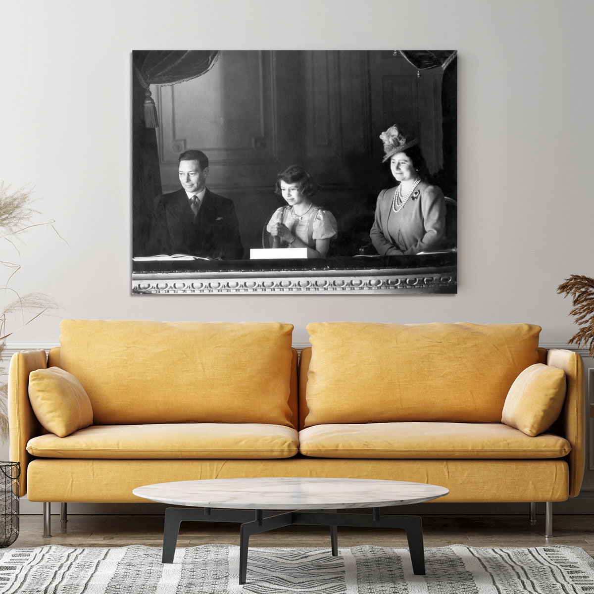 Queen Elizabeth II with her parents entranced viewing the stage Canvas Print or Poster - Canvas Art Rocks - 4