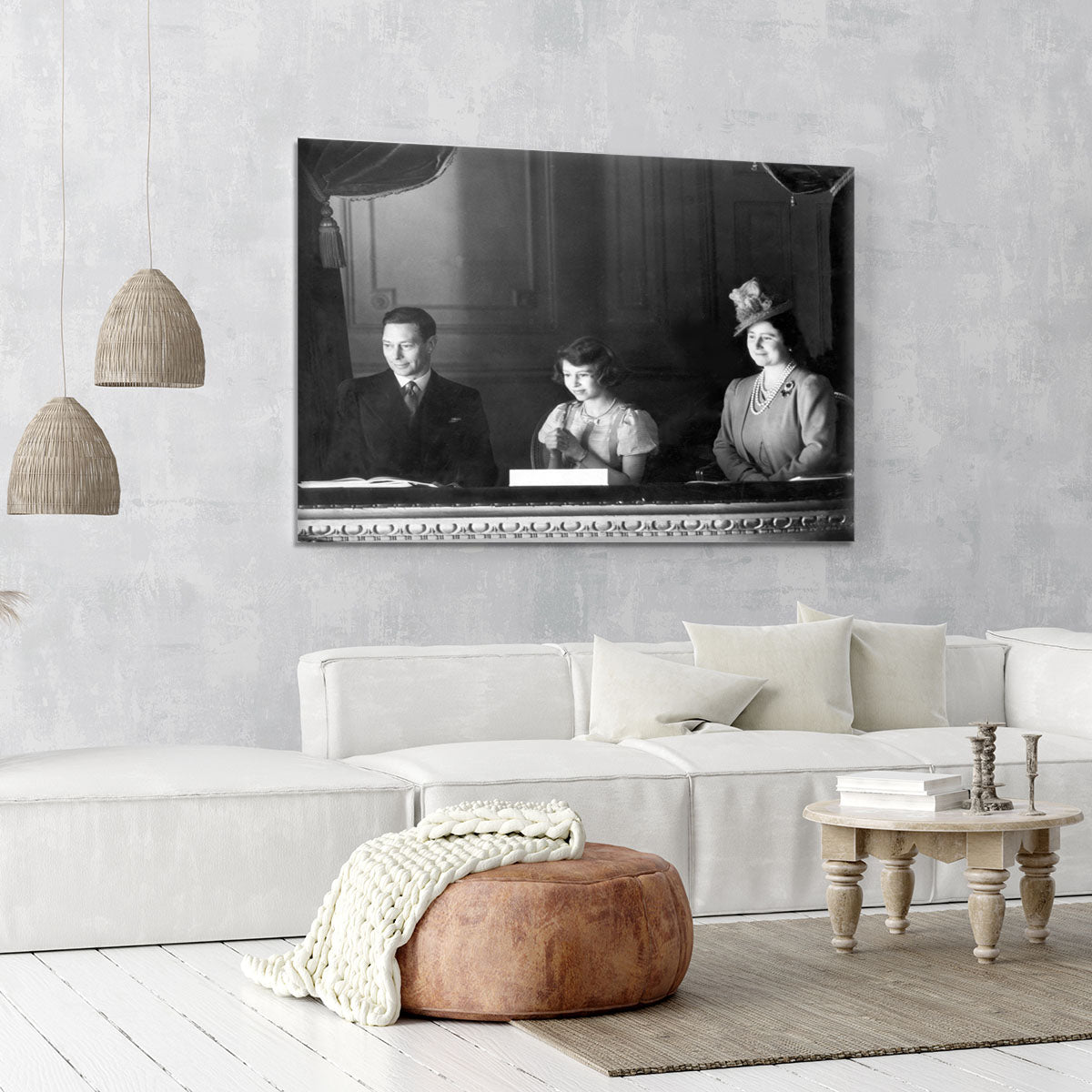 Queen Elizabeth II with her parents entranced viewing the stage Canvas Print or Poster - Canvas Art Rocks - 6